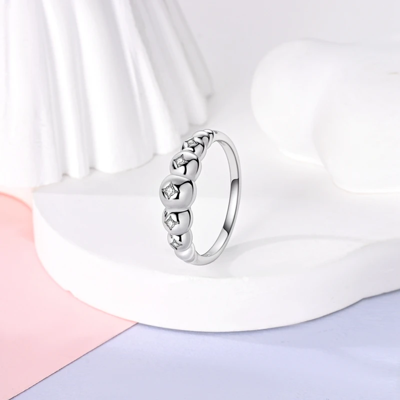 Women's Silver Star Cross Infinity Bow Zircon Ring