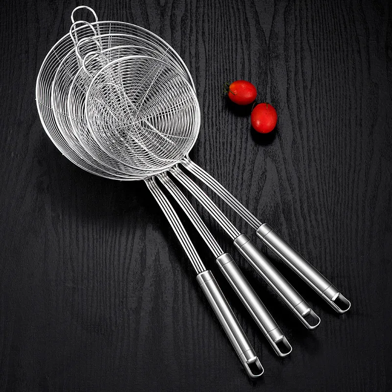 Yjq stainless steel colander lo mein dumplings household kitchen fried balls leak through the net filter blanching