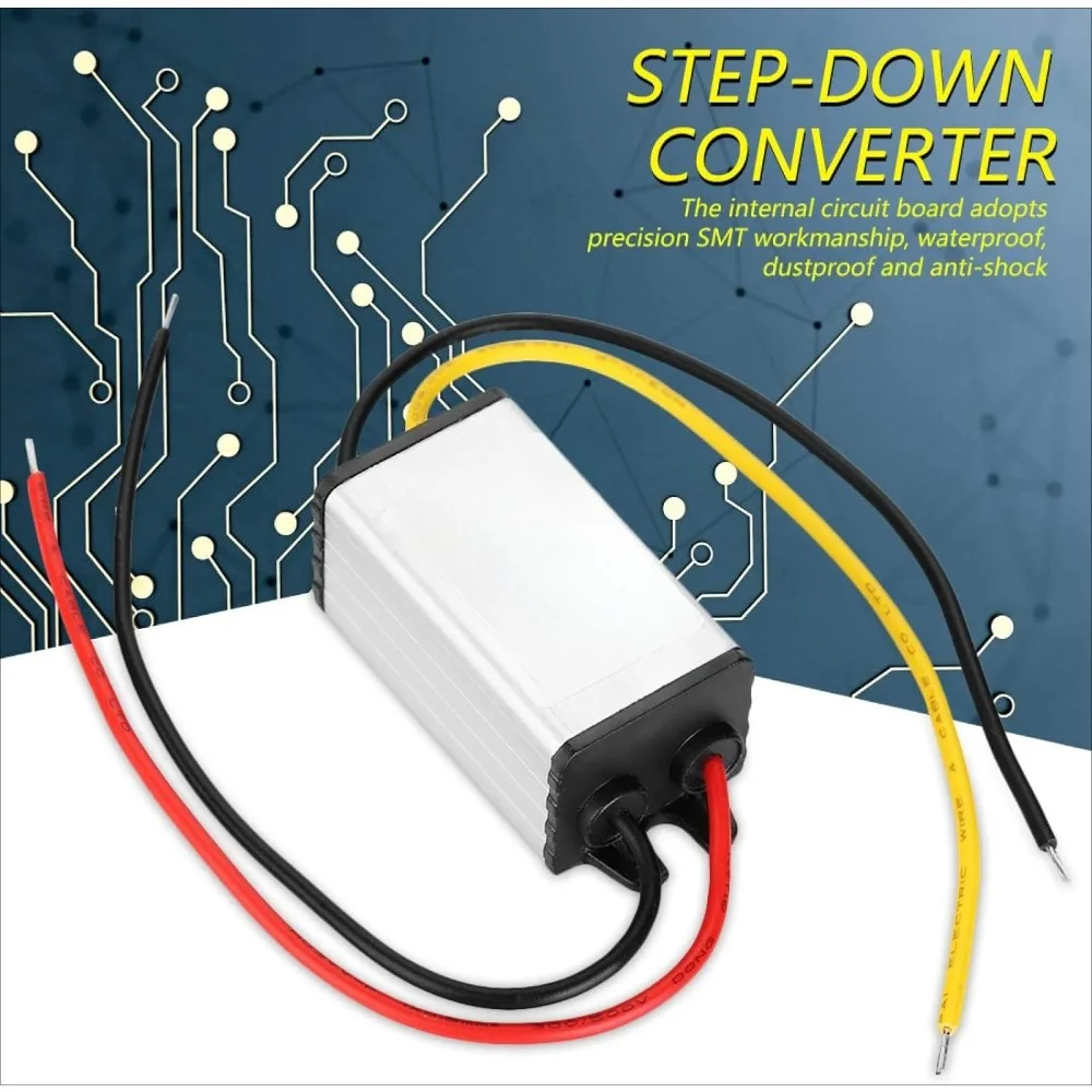 Power Supply Converter DC/DC 24V Step Down To 12V High Efficiency 5A Converter Adjustable Voltage Regulator USB Charging Module