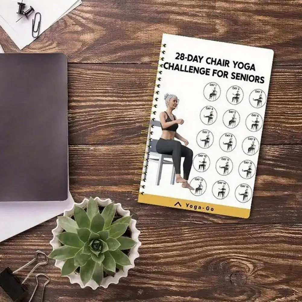 노인을 위한 두꺼운 종이 노트북 의자 요가 피트니스 번들 28일 챌린지 노트북 홈 오피스용 캔버스 벽 장식 세트