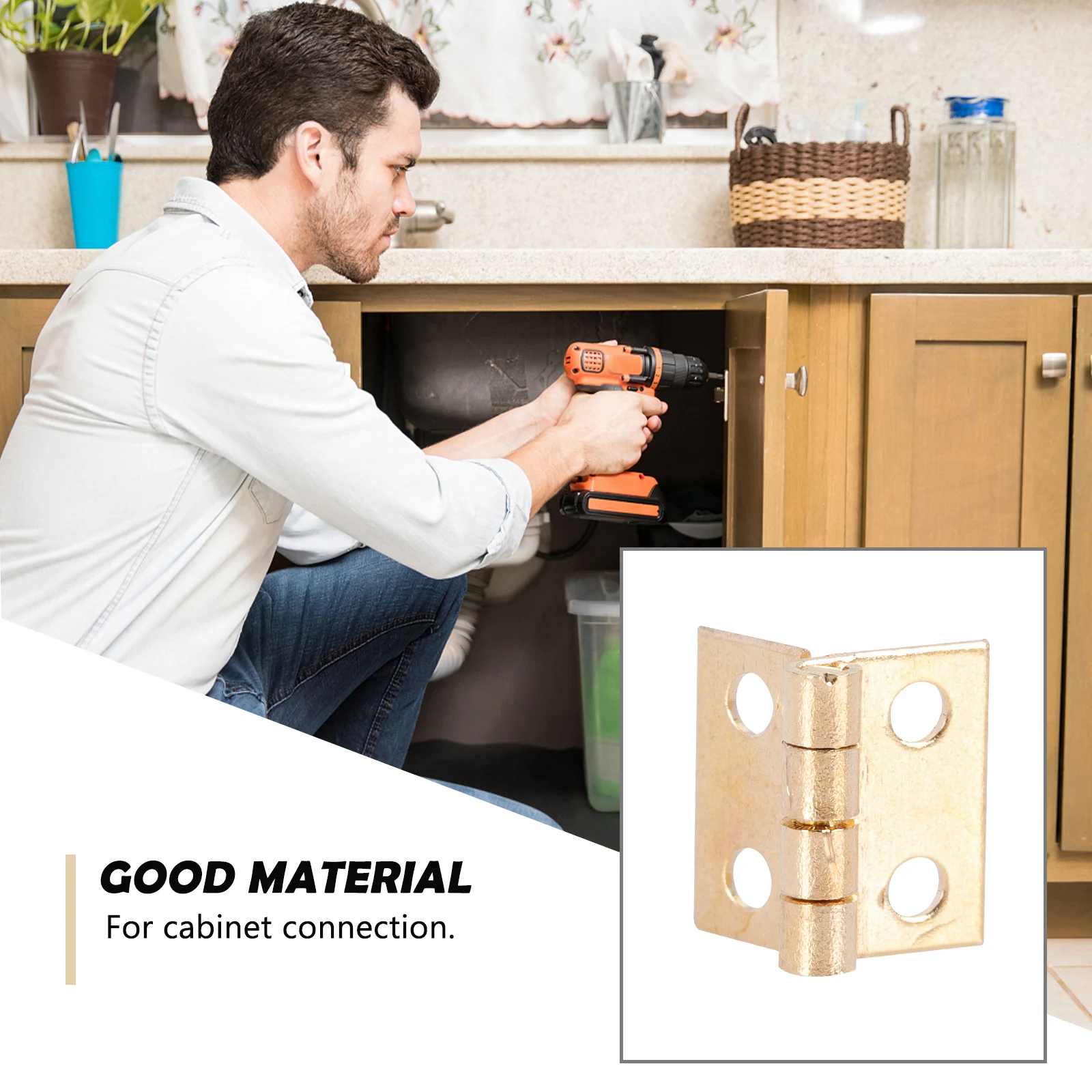 

4 Holes for Wooden Boxes Jewelry Boxes Decorative Kitchen Golden Drawer Door Hinge Butt Hinge Durable Furniture Hardware