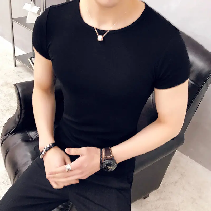 Fashion Trendy Summer Fitness Luxury Round Neck Men's Short Sleeve T-Shirt for Summer 2023 Tight Golf Wear Oversize 5XL Men Tops