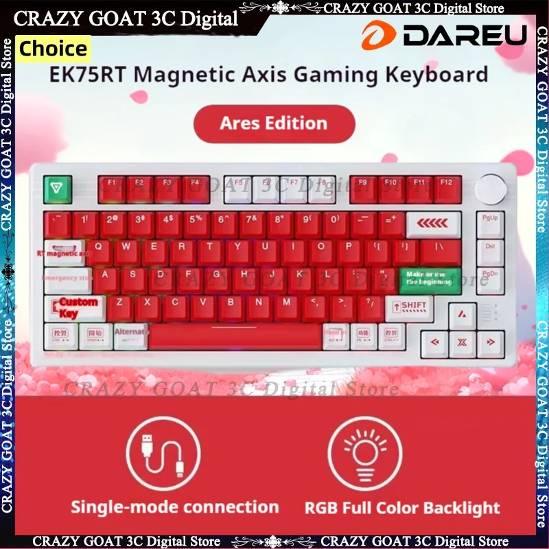 DAREU EK75 RT wired Mechanical Keyboard 75% Gasket Rgb Hot-swap 80 keys Gaming Keyboards,aluminum Positioning Plate,Black/Red