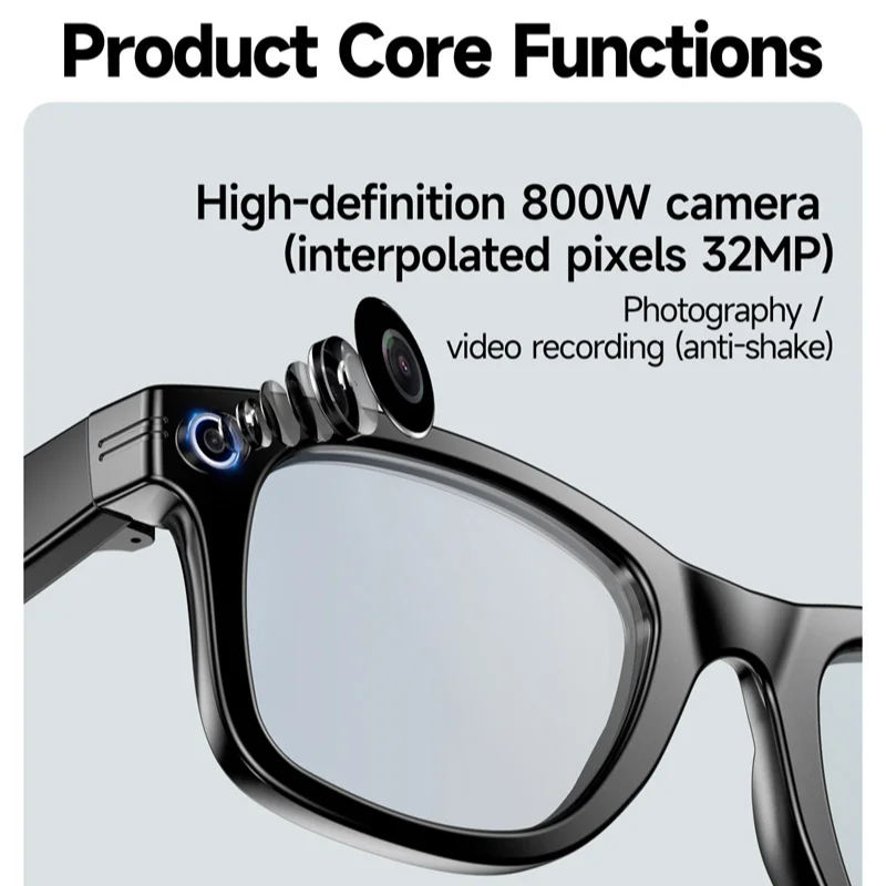 Xiaomi 4K 800W Pixel Smart Glasses AI Cam Recognition Photography Video Record Bluetooth Call Music Playback Voice Wake Up New
