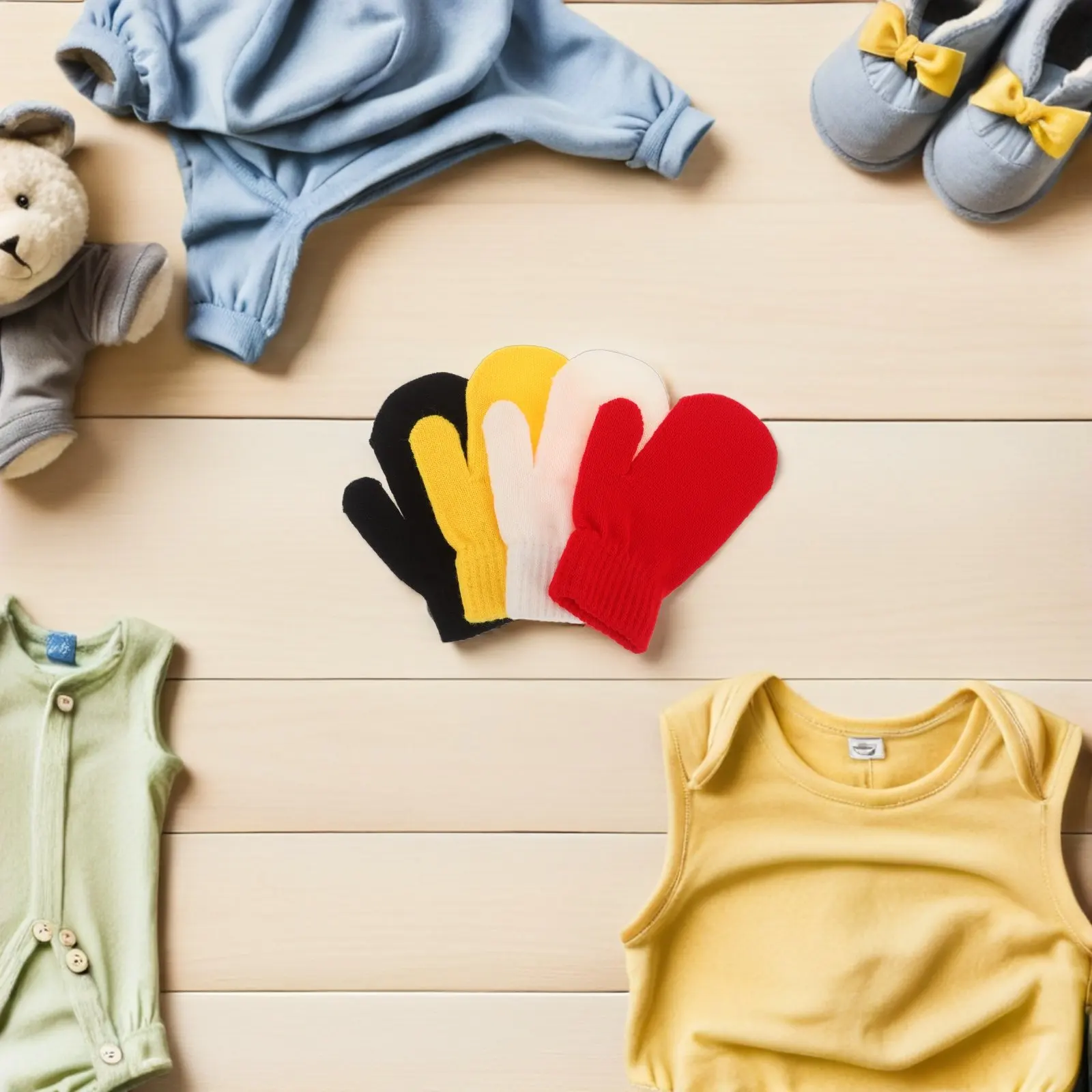 

4 пары детских теплых зимних перчаток, вязаные эластичные варежки с длинными пальцами, детские перчатки для бега, аксессуары для холодной погоды