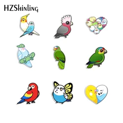 2023 New Arrival Fashion Colorful Parrot Cockatiel Birds Handmade Acrylic Badge Epoxy Acrylic Brooch Pins