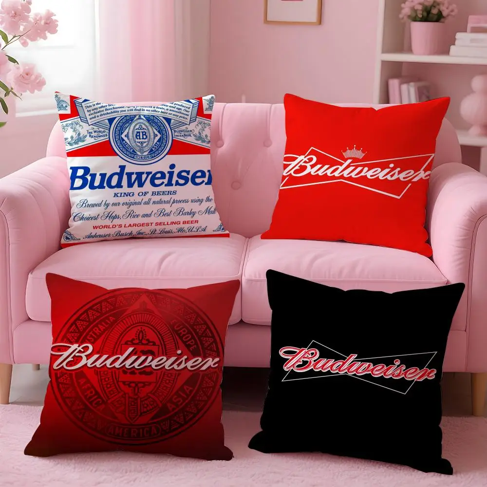 Beverage B-Budweiser Cushion Cover Breathable Linen Pillowcase Summer Odorless Eco-Friendly Invisible Zipper Washable