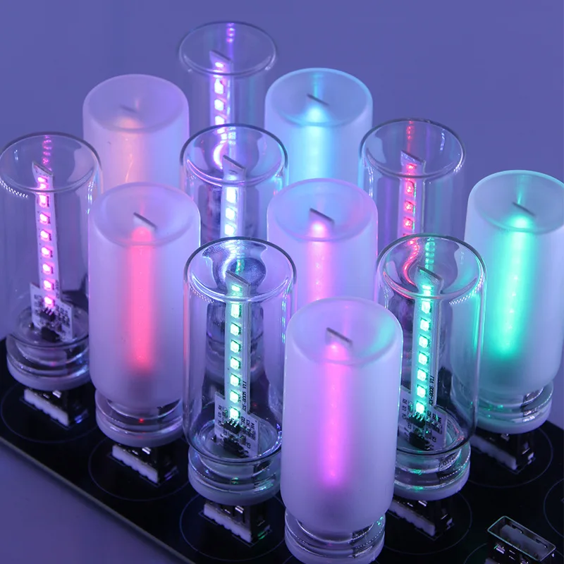 

USB LED ночник-лампочка с цветным матовым стеклянным плафоном, диммируемый, красный, зеленый, синий, белый, с сенсорным управлением, декоративное освещение для спальни и автомобиля