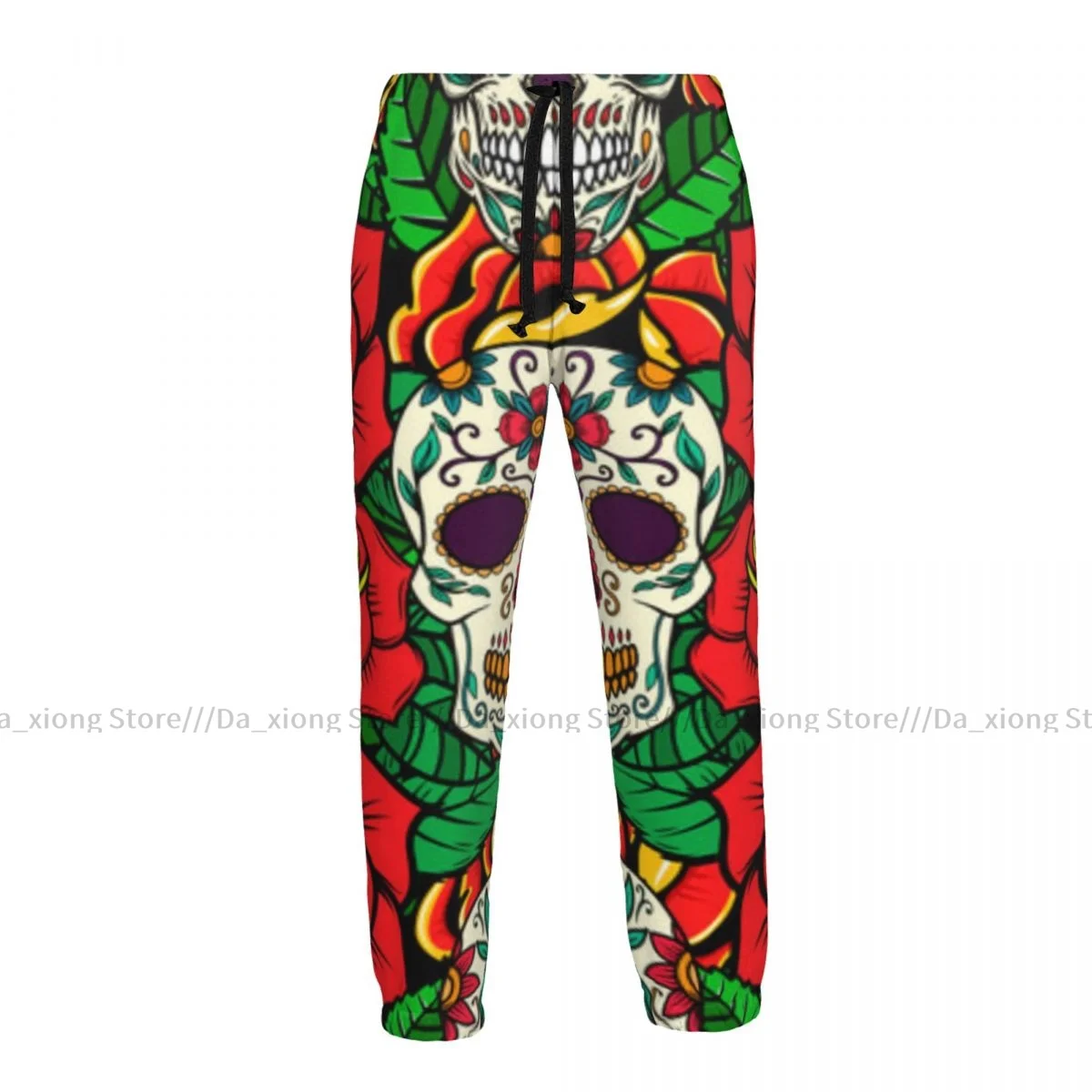 Men Sports Pants Male Casual Loose Trousers Sugar Skulls And Roses Sportpants