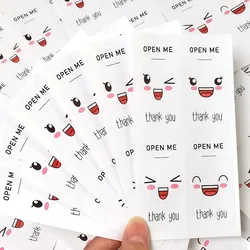 100 pcs/pack Cute emoticons rectangular stickers Gift box sealing sticker for fast food delivery packaging Thank you stickers