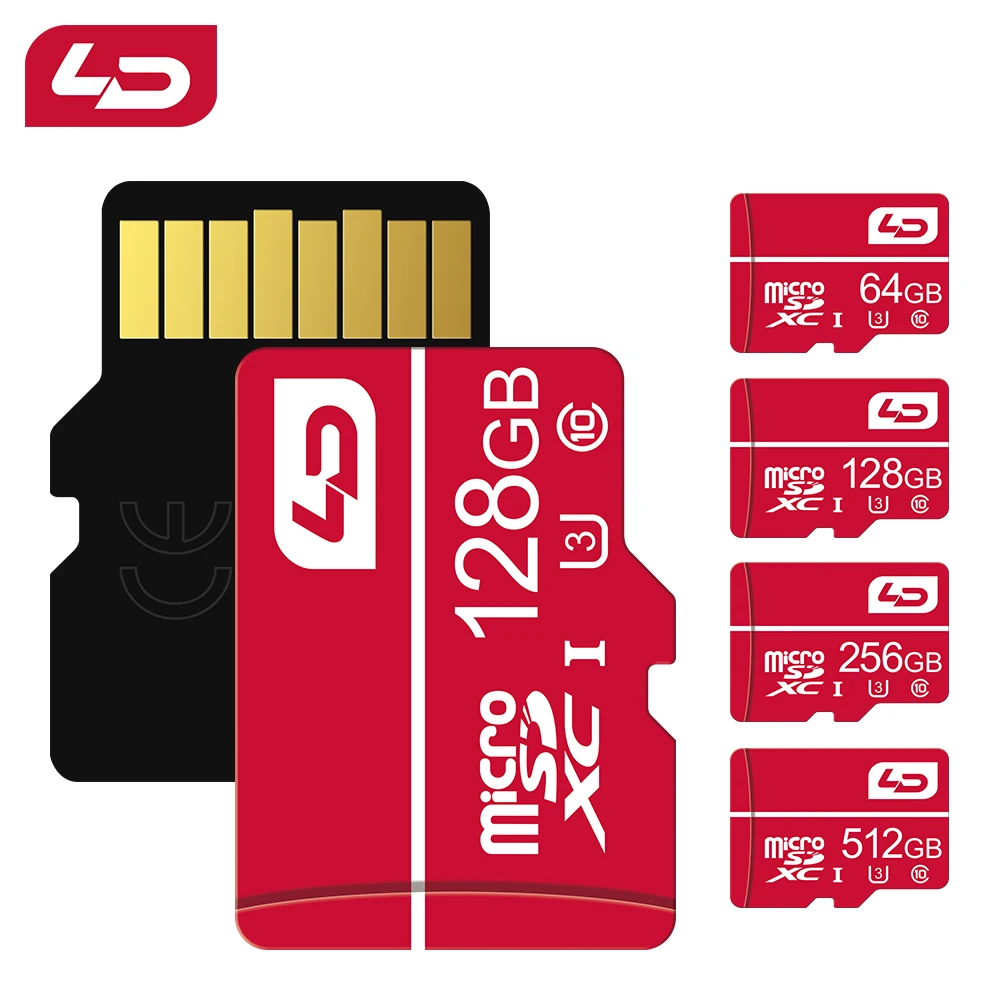 Class 10 Micro SD Red Card 64/128/256GB High Speed 32GB 16GB Memory Cards 8GB 4GB wholesale for Phone Tablet PC Fast Delive