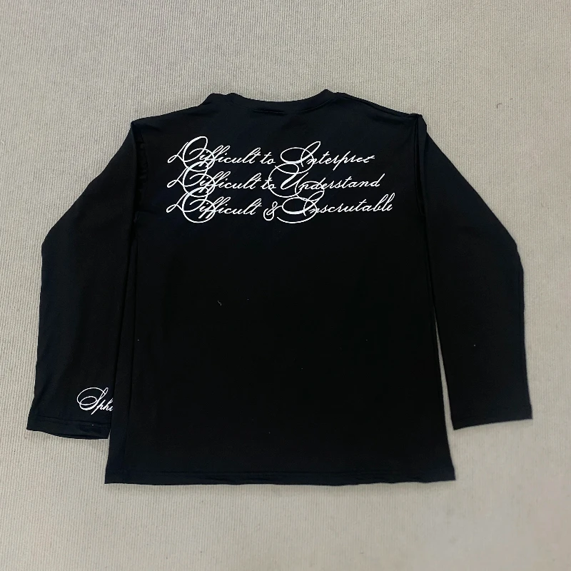 하이 스트리트 힙합 레터 프린트 남녀공용 티셔츠 가을 맞춤형 네일 라운드 넥 긴팔 풀오버 탑