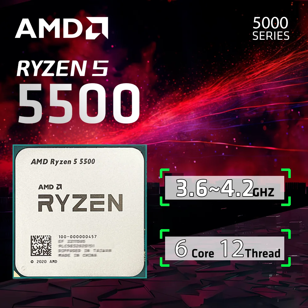 NEW AMD Ryzen 5 5500 CPU R5 5500 100% Brand Gaming Processor 6-Core 12-Thread 3.6GHz 7NM L3=16M Game Cache Socket AM4 NO FAN