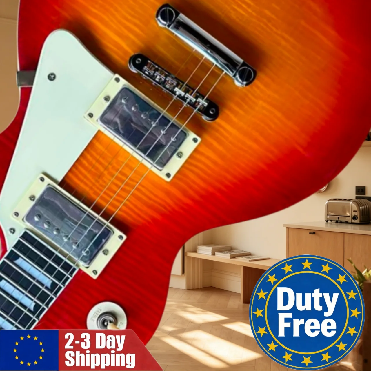 Deutsches Lager: Kirschrote Gitarre mit HH-Tonabnehmern und Palisanderhals – Ideal für vielseitige Auftritte