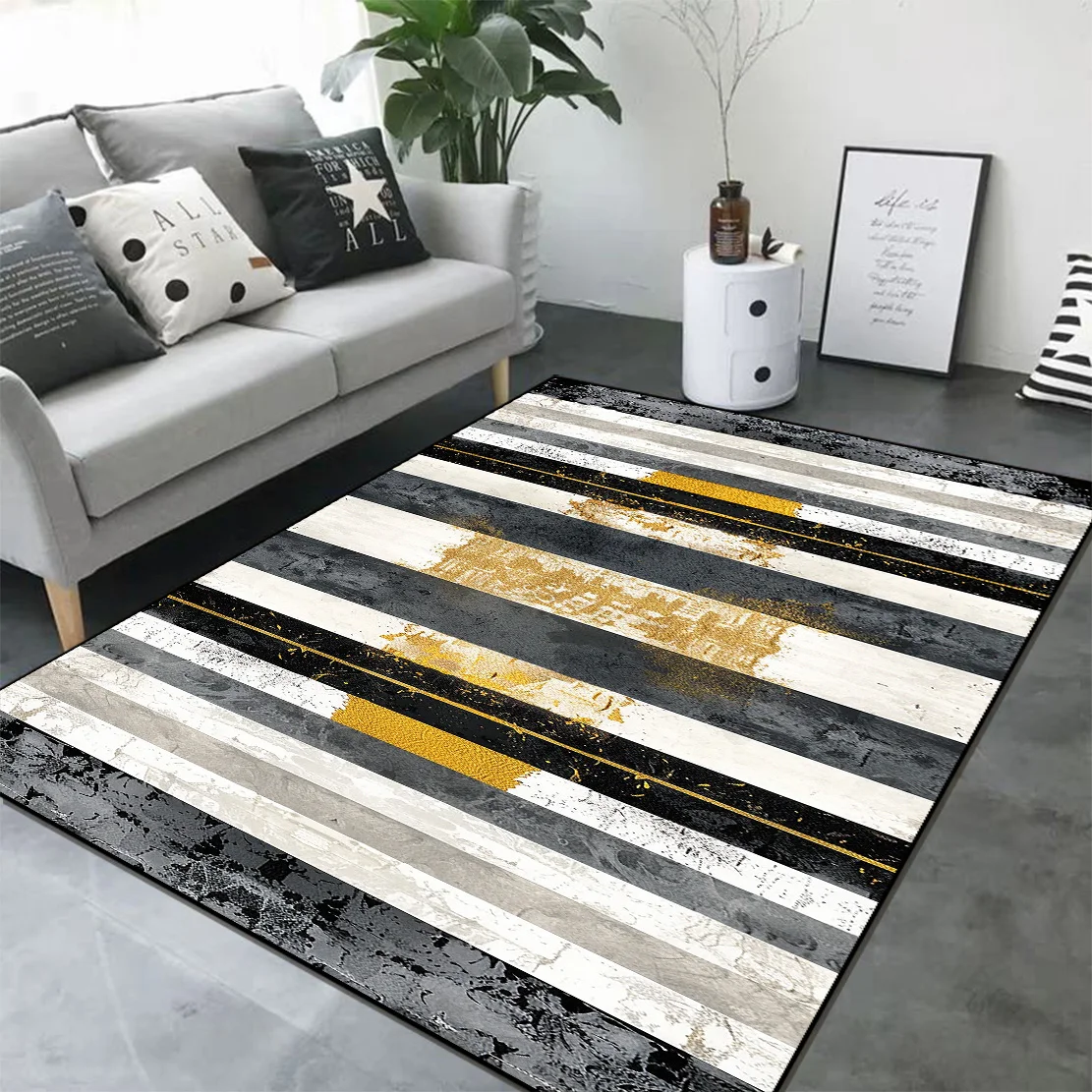 New Light Luxury Geometric Carpet for Living Room Nordic Bedroom Decor Rug Modern Big Size Washable Sofa Side Non-slip Floor Mat