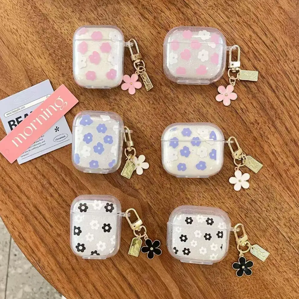 Для airpods 1 и 2 airpods 3 airpods pro2 антижелтий гибкий защитный чехол из ТПУ точная подходит для красоты с 3D цветочным узором