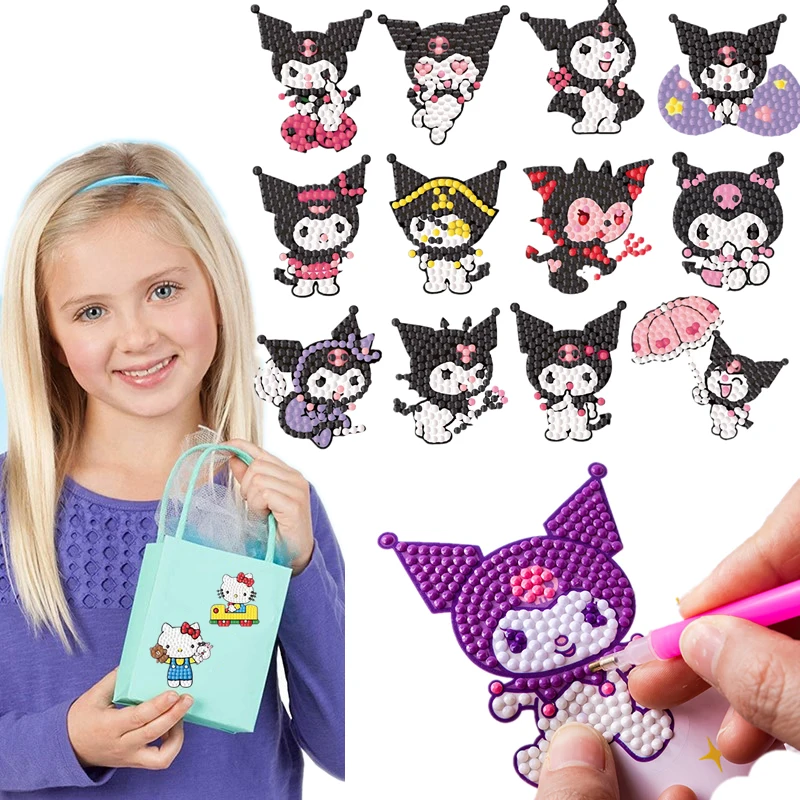 Sanrio DIY Diamond Painting Hello Kitty Stickers Cartoon Kawaii MyMelody Kuromi Girl Diamond Sticker Cute children Handmade Toys