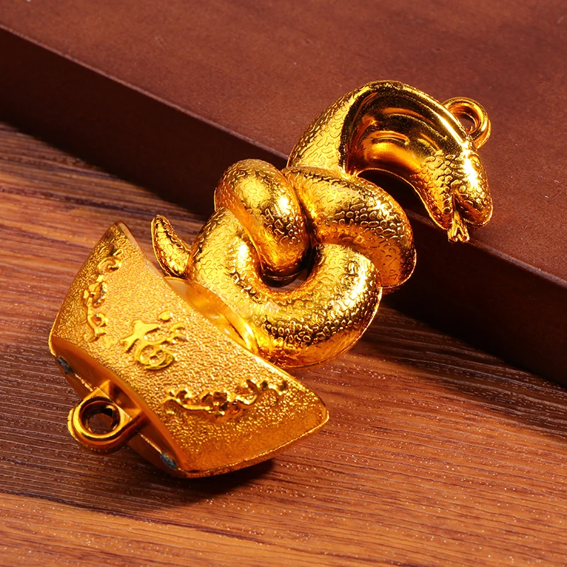 1Pc 2025 Year Of The Snake Gold-Plated Plastic Zodiac Snake Pendant Lucky Mascot Home Chinese Spring Festival Ornaments