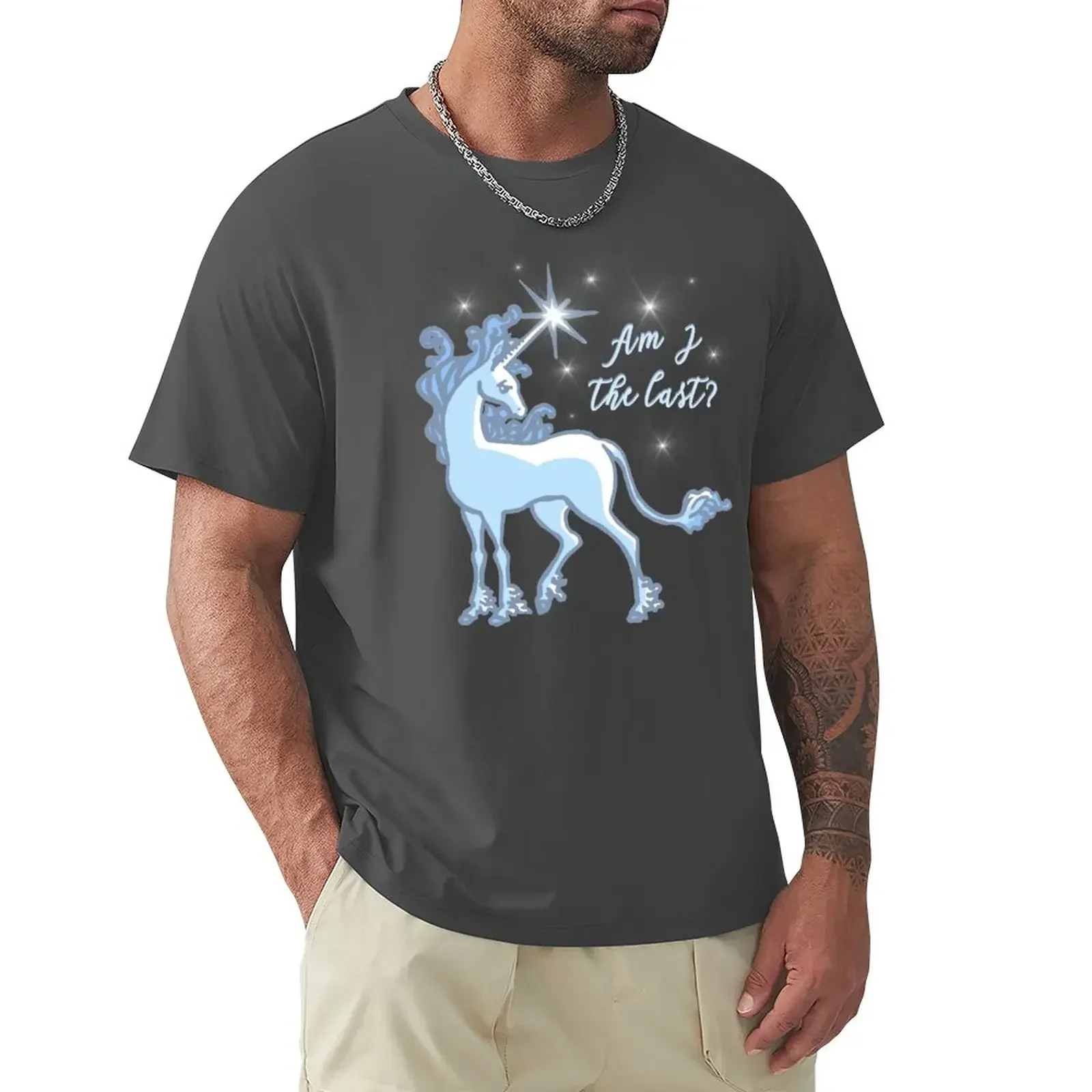 

aesthetic clothes customizeds plain mens tall t shirts blacks oversized Men' The last unicorn T-Shirt men clothing harajuku