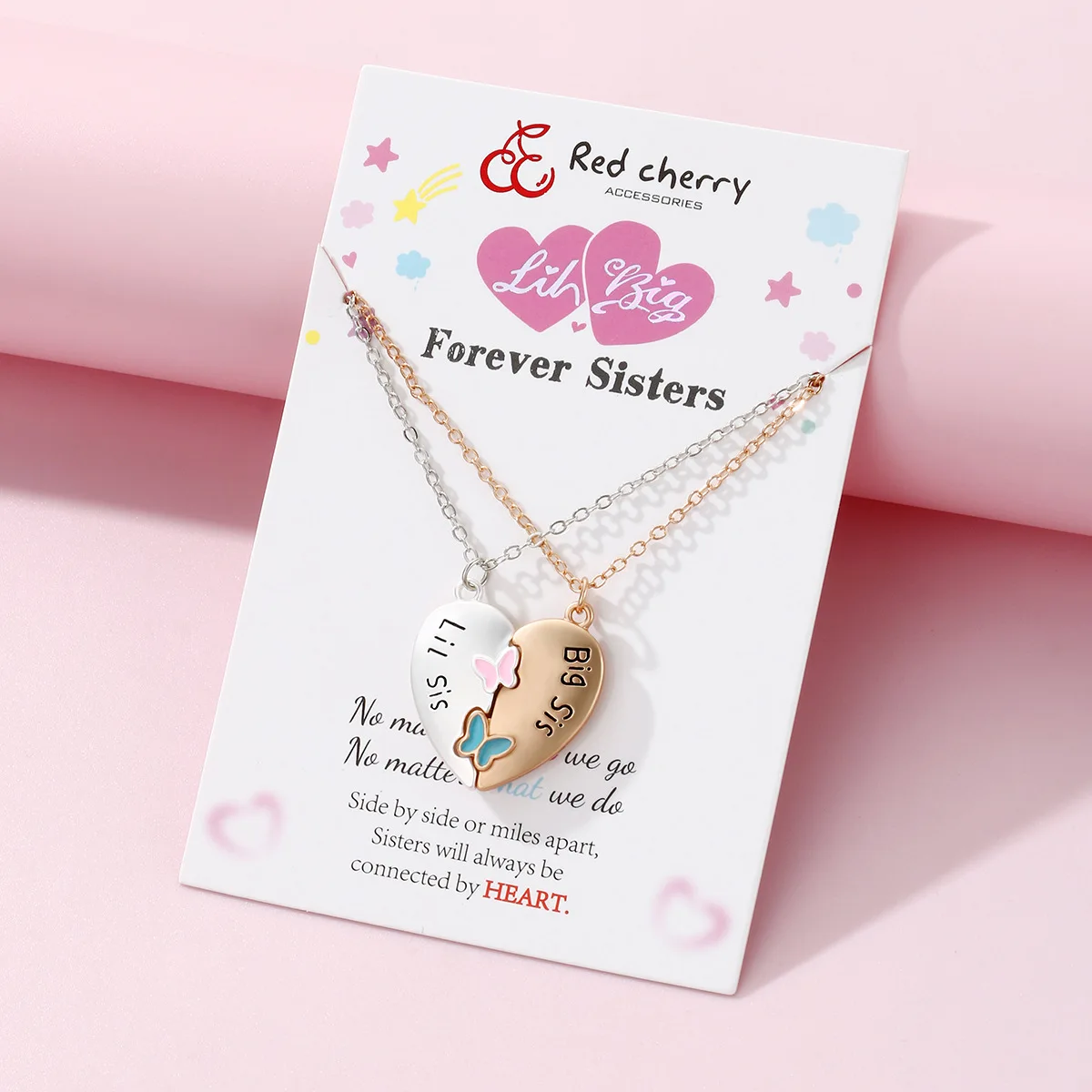 New Sister and Sister Pendant Necklace Set Alloy Magnet Pendant Boudoir Birthday Gift Headwear Wholesale