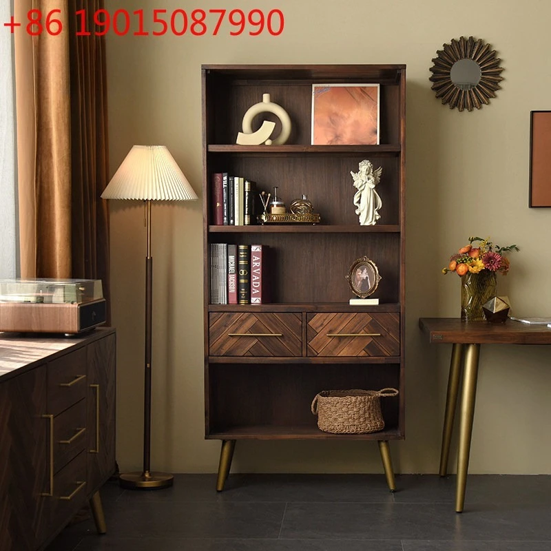 

Книжная полка из цельного дерева, простой современный светильник для хранения, роскошный винный шкаф, книжный шкаф в стиле ретро, бытовой книжный шкаф для хранения
