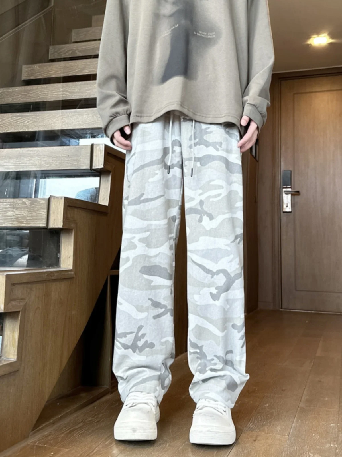 

Pure Cotton Camouflage Casual Pants Men's American Tactical Loose Straight Leg Long Workwear Trousers for Spring Autumn