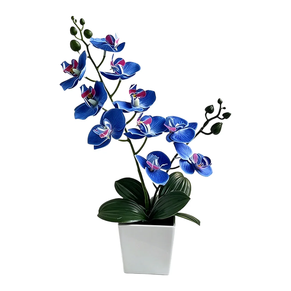 Artificial Phalaenopsis Orchid Flower in Square Pot 3D Realistic Design for Home Decor Wedding Photo Shoot Tabletop Display