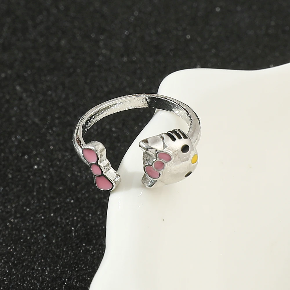 Hello Kitty Open Rings Women Cartoon Simple Trendy Rings Sweet Girl Ring Cute Cat Scratching Ring Gifts