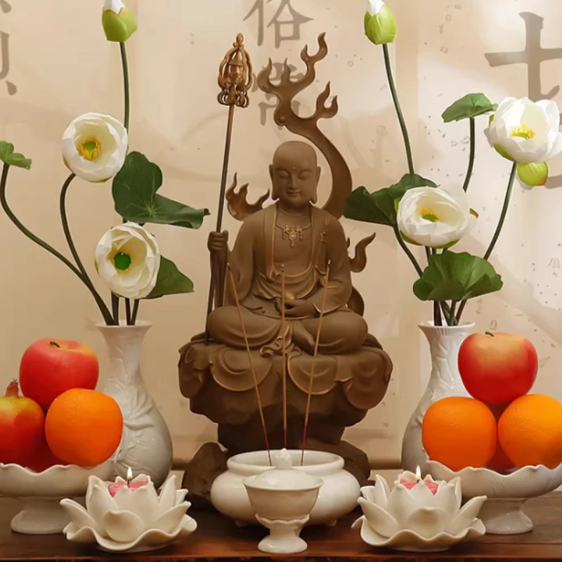 Ceramic Lotus-shaped Candlestick Living Room Buddhist Hall Temple Sacrifice Worship Buddha Decorative Lotus Flower Candlestick