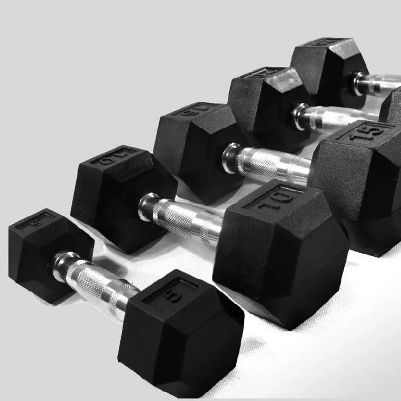 Dumbbells Hexagonal With Rubber And Iron Electroplating Dumbbells  Muscle-Building Training Gym Equipment XB