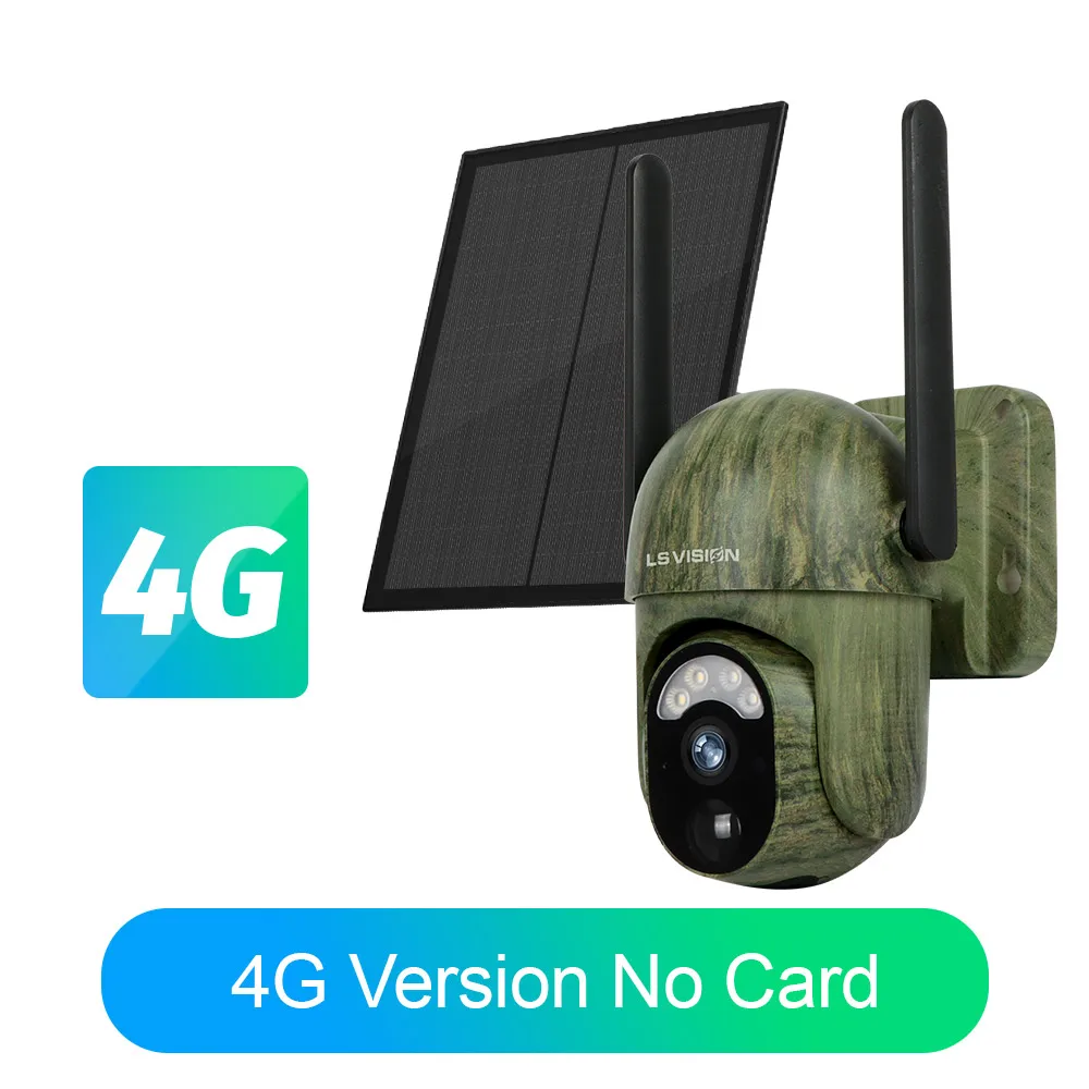 LS VISION 4G SIM Draadloze beveiligingscamera op zonne-energie Buiten Wifi 2K HD Video Nachtzicht Mens- en dierendetectie Alarm