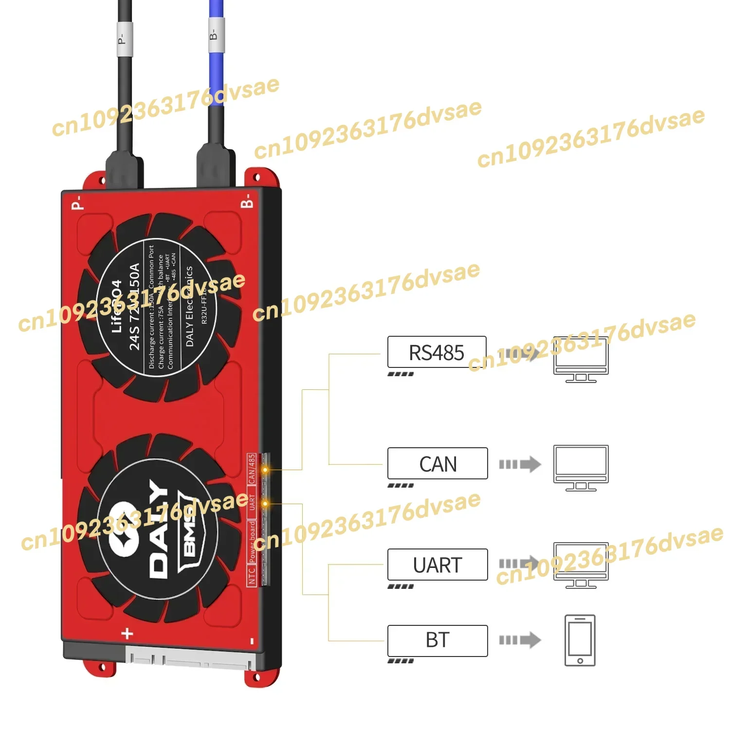 Daly Smart BMS LifePo4 24S مع UART BT CAN وظيفة 3.2 فولت قابلة للشحن 150A LifePo4 لوحة دوائر BMS الذكية