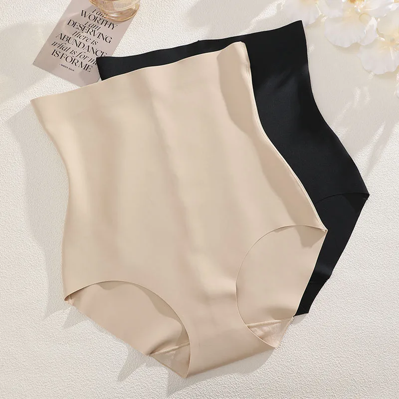 FINETOO 1Pc 2024 New High Waist Tight Belly Ice Silk Underwear for Women Seamless Thin Strong Postpartum Tight Belly Shape Pants