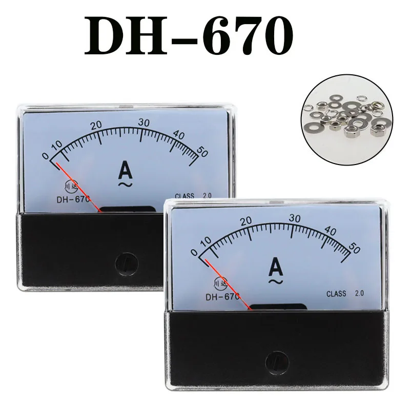 DH670 Analog Amp Panel Meter Current Ammeter Mechanical Pointer 1-500A AC Ampere Meter DH-670