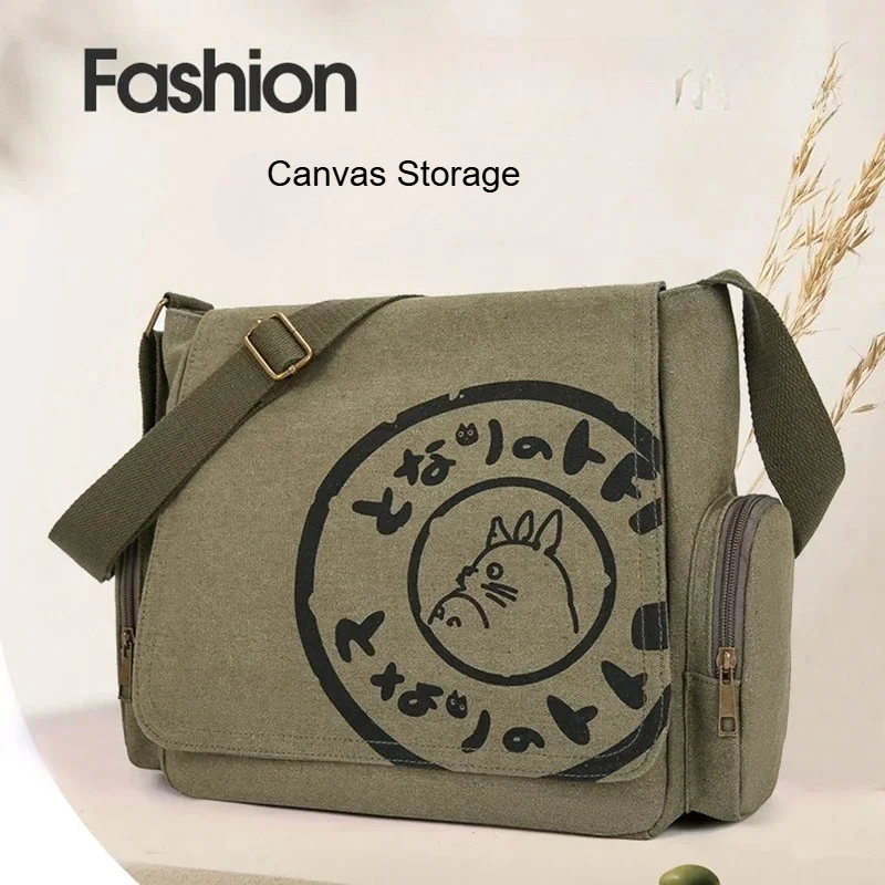 

✨Vintage Cartoon Canvas Storage Bag • Large Capacity Tote Bag For Women • Multi‑Purpose Shoulder Messenger Handbag