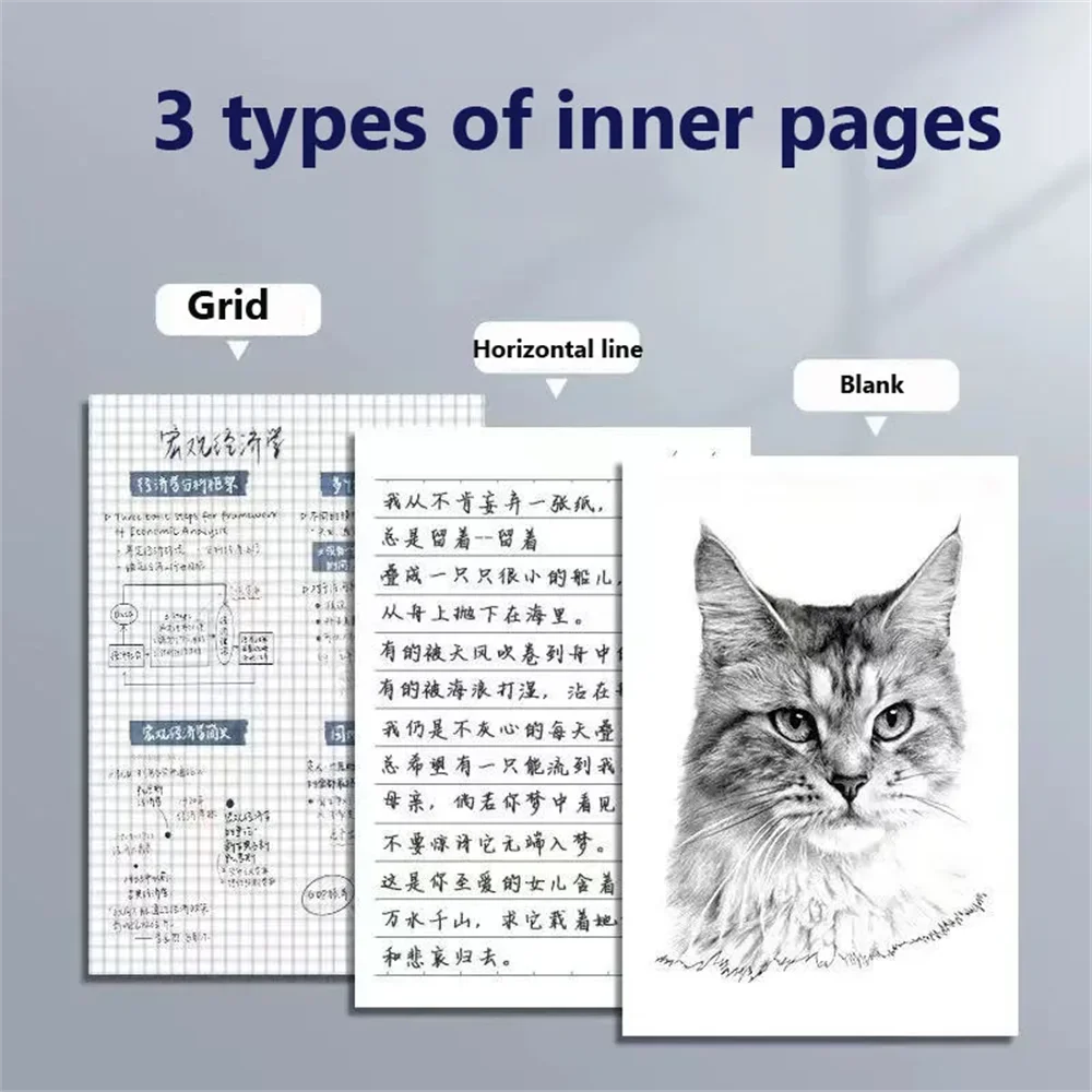 A6 Pocket Thickened Notebook 256 Pages 128 Sheets Line Blank Grid Inner Pages Kraft Paper Cover Small Notepad Book JJ3800