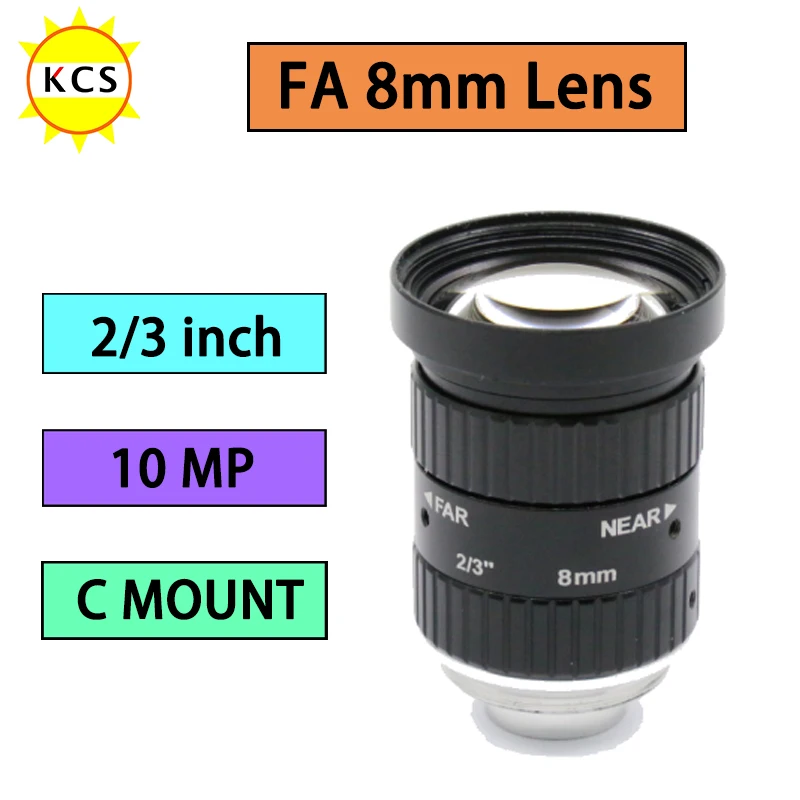 Lente de Visión Artificial de 2/3 y 3/4 Pulgadas, 10MP 12MP, Lente Manual de 8mm 12mm 16mm 25mm 35mm 50mm, Distancia Focal Fija F2.0-F22, Montura C, Ligero