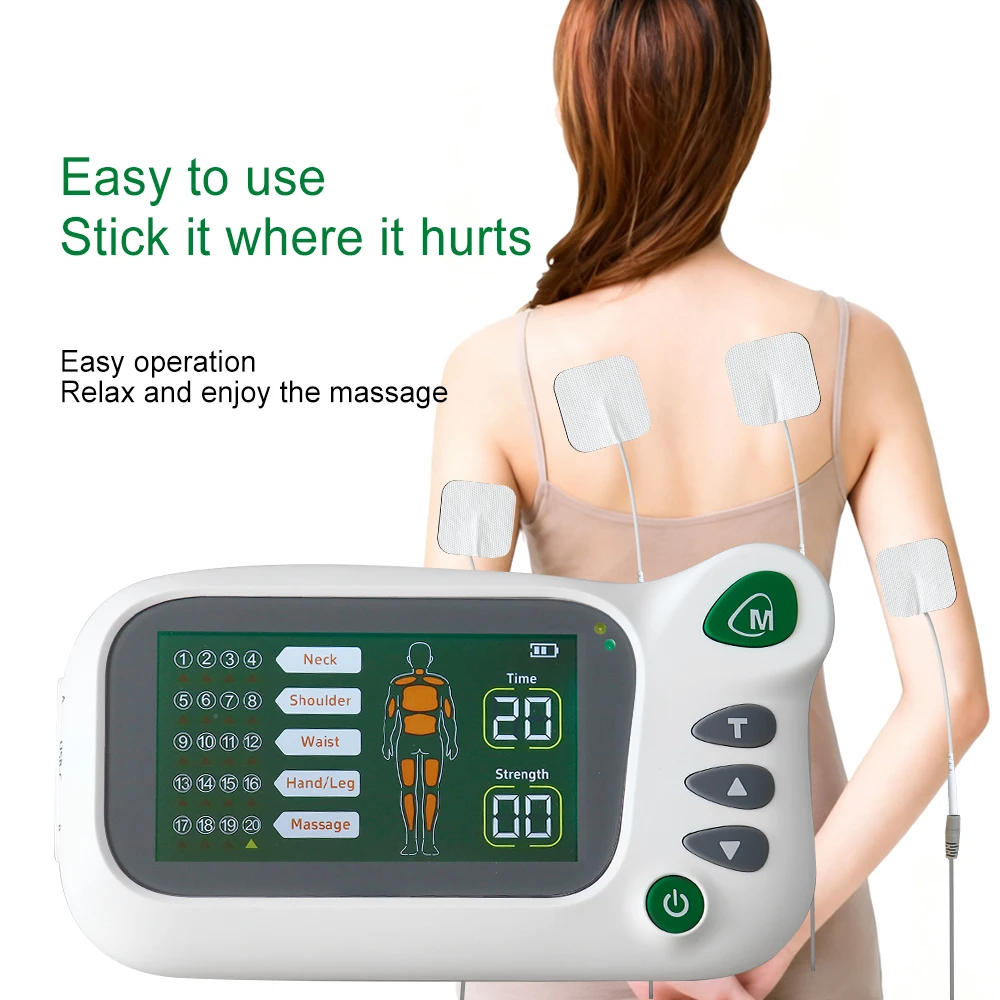 EMS Machine & TENS Massager Acupuncture Meridian Relax Massage Dual Outputs Portable Body Massager with 8pcs Electrode Pads - view 4