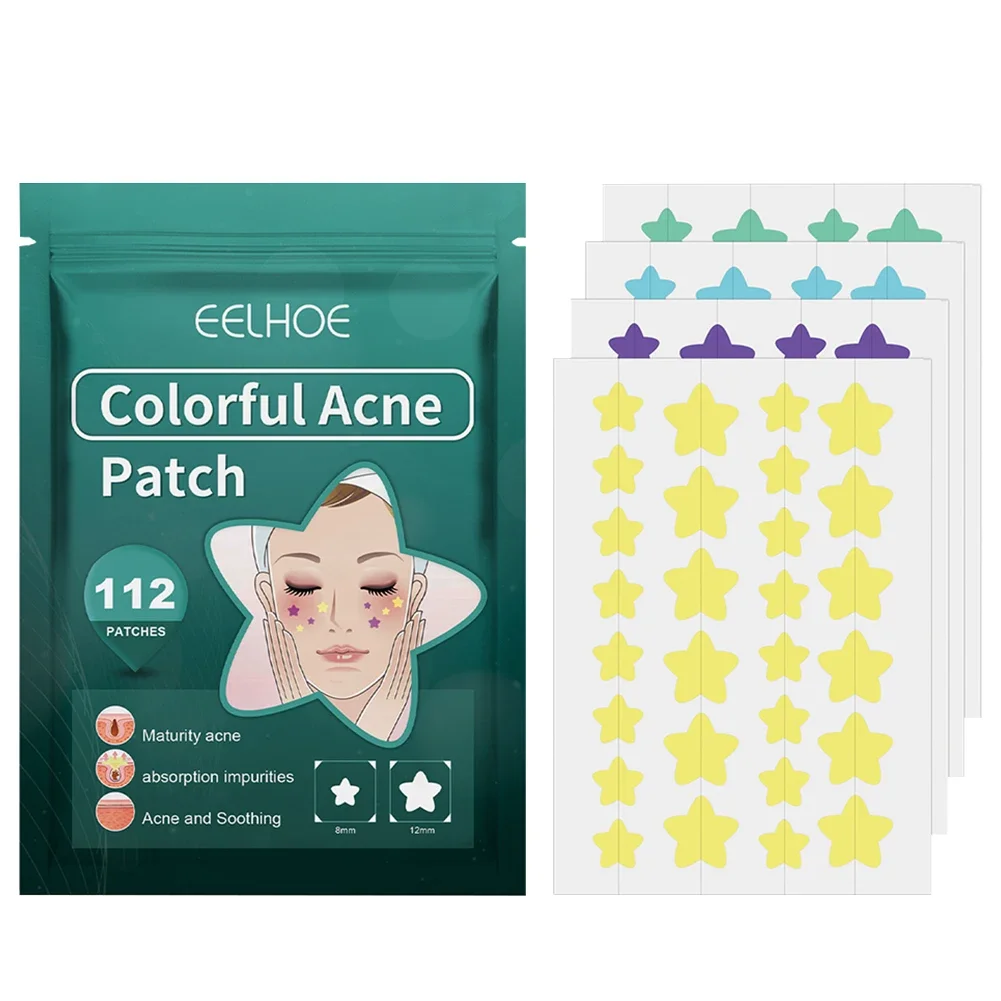 112pcs Star Acne Patch Face Care Repair Pimple Acne Spots Pimple Marks Invisible Cover Acne Pimple Repair Patch Facial Skin Care