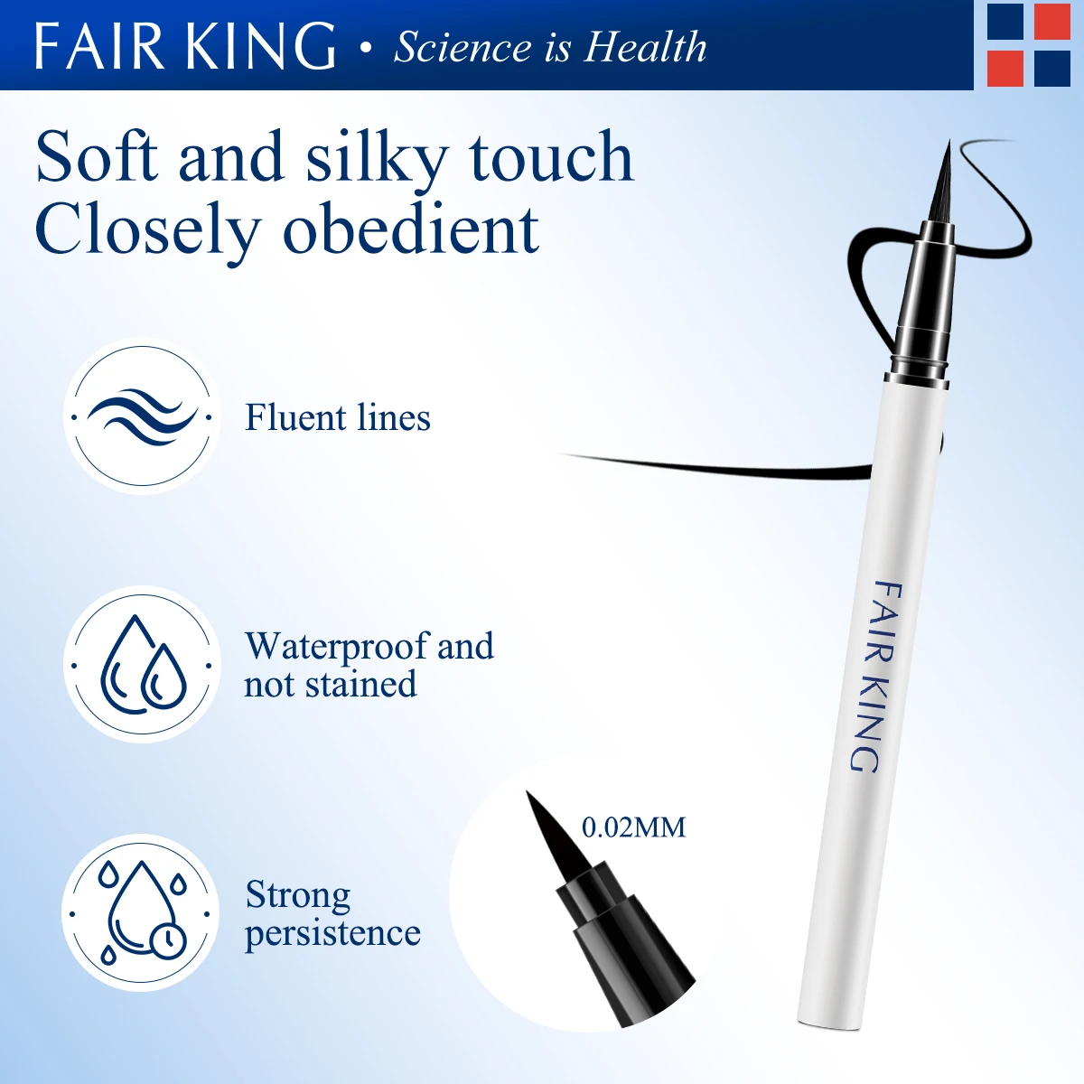 محدد عيون سائل أسود من FAIRKING مقاوم للماء يدوم طويلاً، أداة تجميل لمكياج العيون لمظهر مثالي للعيون