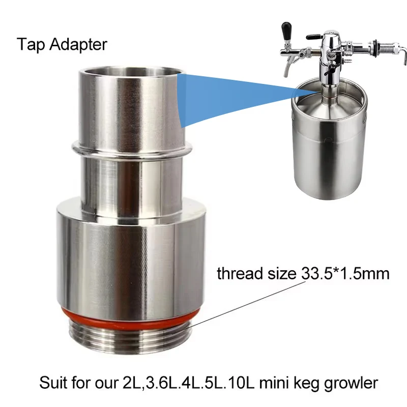 Adapter for Counter Pressure Filler to filling Mini Keg Growler,Homebrew Tap Defoamer Adapter for Bottling Beer Keg Without Foam
