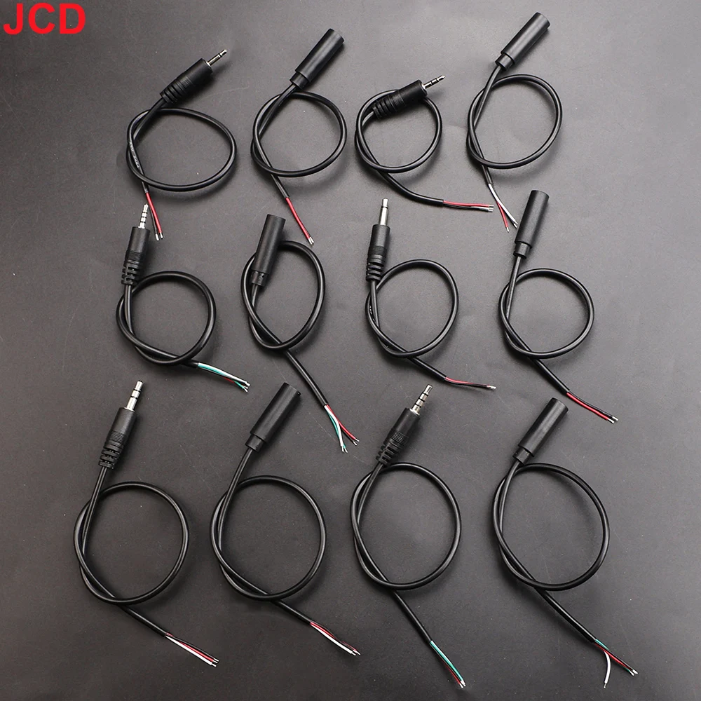 JCD 5Pcs 2.5/3.5mm Audio Cable Connector 2 3 4 Pole Mono Stereo Male Plug Female Jack Extension Wire AUX Headphone DIY Repair