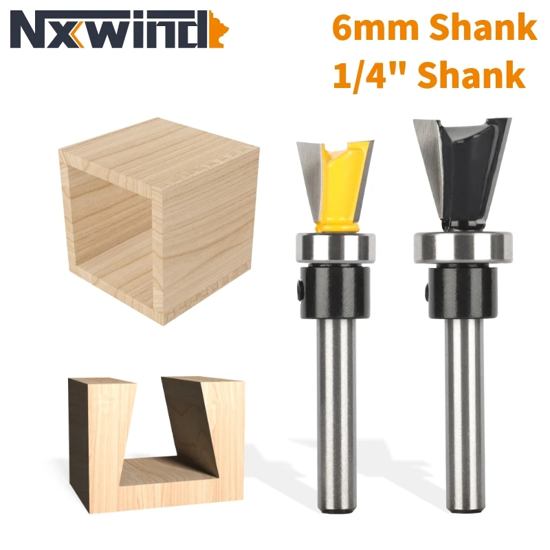 NXWIND 6MM 6.35MM Shank Dovetail Bit With Bearing Router Bit Woodworking Milling Cutter For Wood Bit Face Mill End Mill