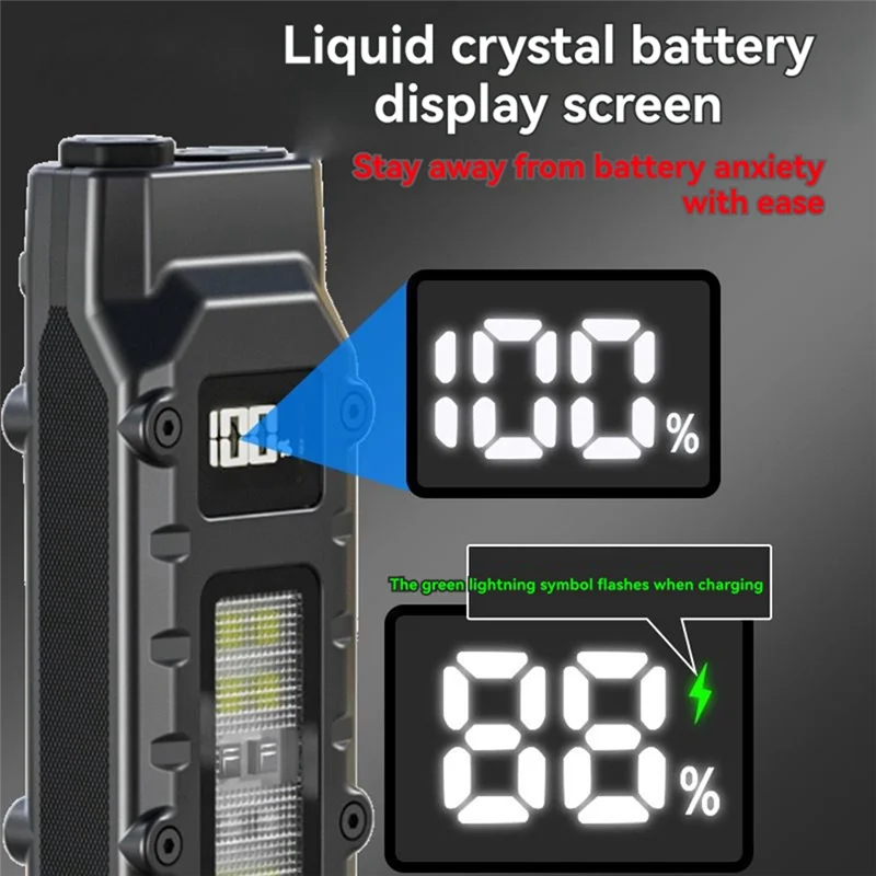 A84E-Rechargeable Flat Flashlights Dual-Switch LED Small Flashlight With Digital Display Pocket Light For Camping For Home