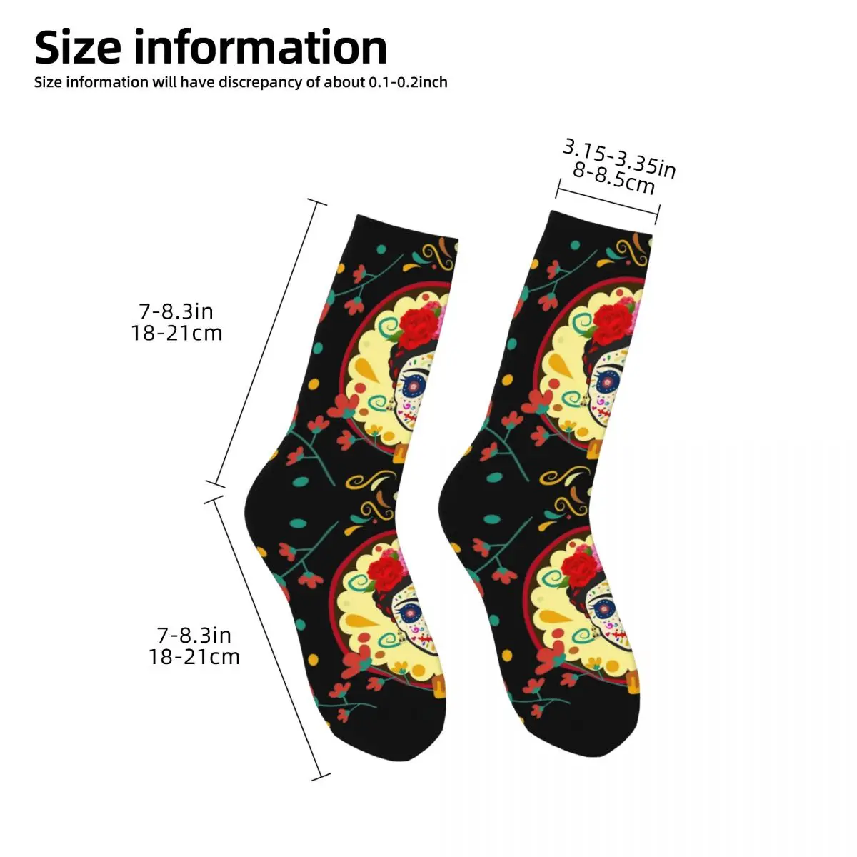 Casual Frida Skull Soccer Socks Day Of Dead Polyester Middle Tube Socks for Unisex Non-slip