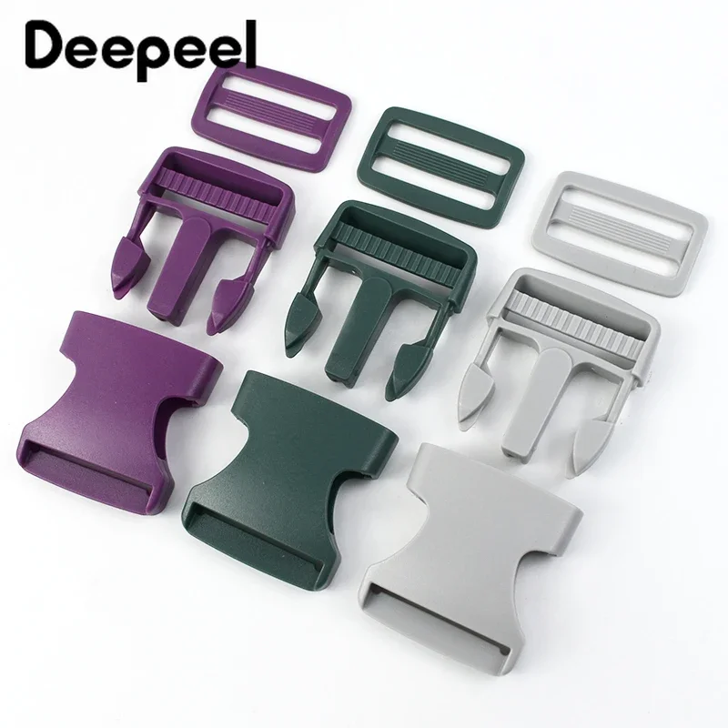 5Sets Deepeel 38mm Plastic Release Buckle Bag Strap Adjust Clasp Belt Buckles Pet Collar Webbing Connector Hook DIY Accessories