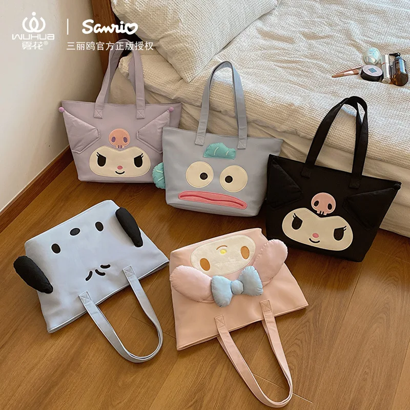 Kawaii Anime My Melody Kuromi Cartoon Makeup Bag Sanrioed Hangyodon Pochacco Toiletry Bag Commuter Bag Casual Tote Bag Kid Gift