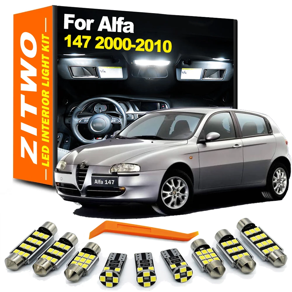 ZITWO 10Pcs Canbus Car LED Interior Light Bulb Kit For Alfa Romeo 147 2000 2001 2002 2003 2004 2005 2006 2007 2008 2009 2010
