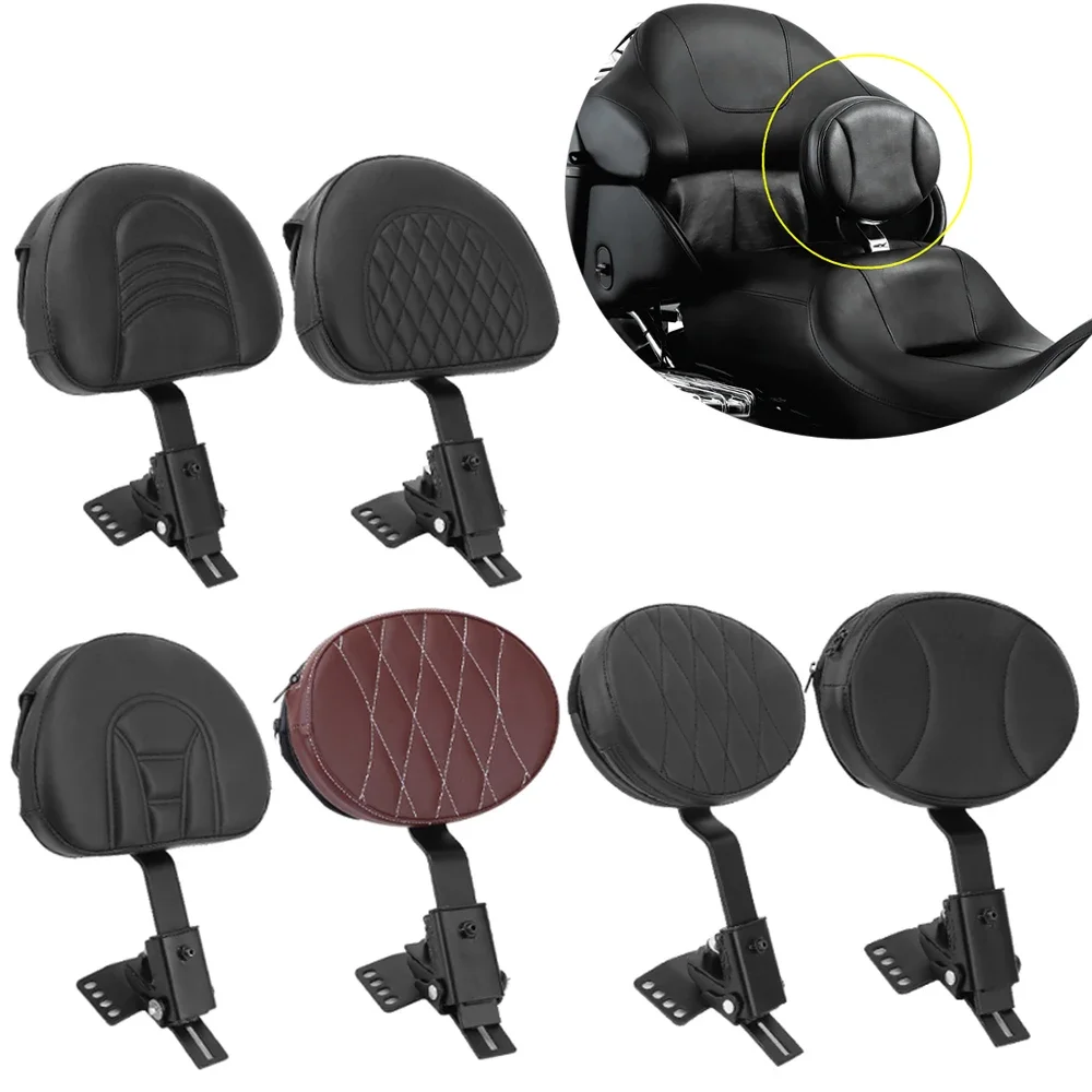 Motorcycle Front Driver Rider Backrest Mounting Kit For Harley Touring Road King FLTR FLHT FLHR 1997-2018 Adjustable PU Leather