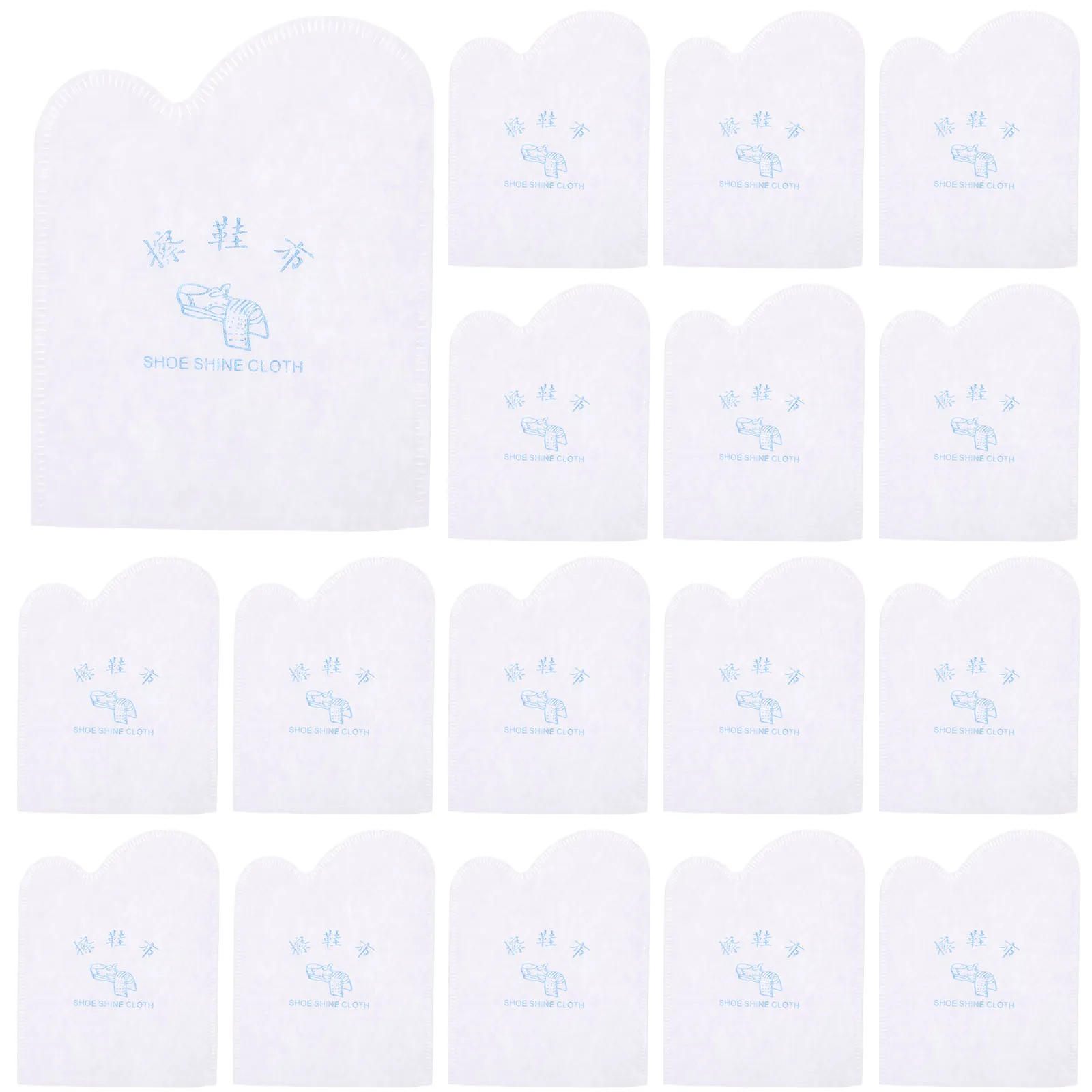 

20pcs Disposable Non Woven Shoe Cleaning Cloth Unisex White Shoes Travel Small Size Blue Lettering Hotel Room Use